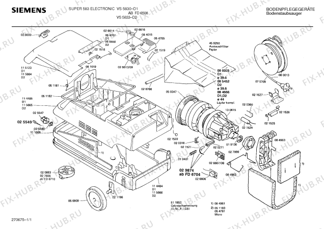 Схема №1 VS5833 SUPER 583 ELECTRONIC с изображением Крышка для мини-пылесоса Siemens 00115664