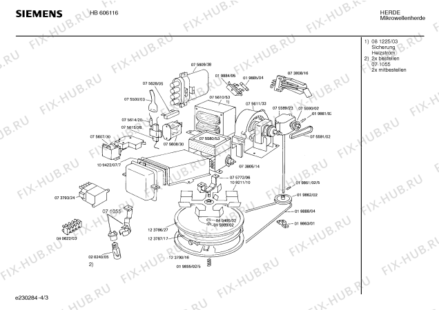 Взрыв-схема плиты (духовки) Siemens HB606116 - Схема узла 03