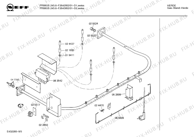 Схема №5 F2542W2 PRIMUS 245.5 с изображением Переключатель для духового шкафа Bosch 00029347
