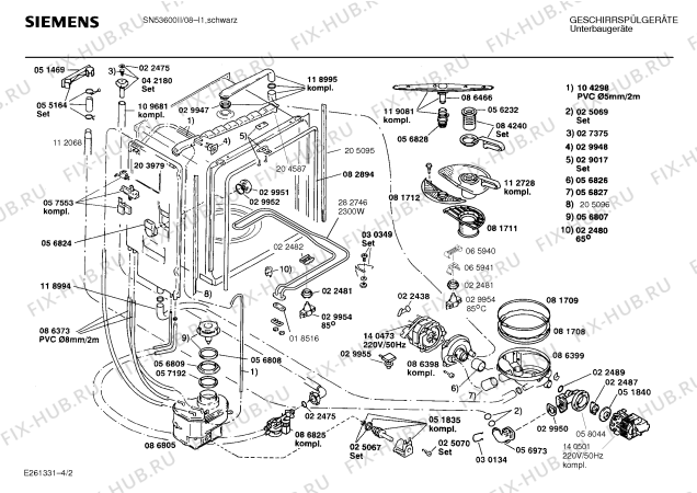 Взрыв-схема посудомоечной машины Siemens SN53600II - Схема узла 02