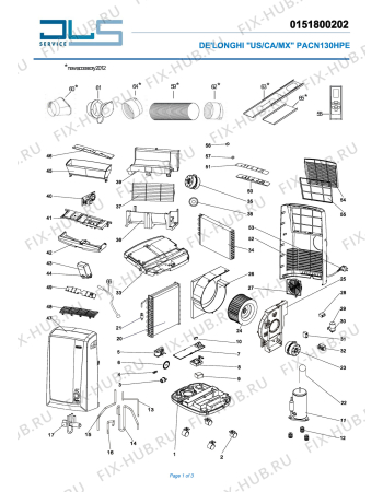 Схема №1 PINGUINO PAC N 130 HPE S с изображением Панель для сплит-системы DELONGHI NE1957