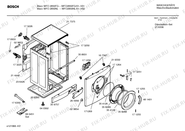Взрыв-схема стиральной машины Bosch WFO2850NL Maxx WFO2850 electronic - Схема узла 02