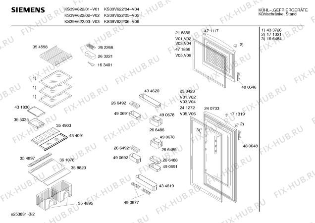 Взрыв-схема холодильника Siemens KS39V622 - Схема узла 02