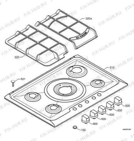 Взрыв-схема плиты (духовки) Rex Electrolux PX750UOV - Схема узла Hob 271