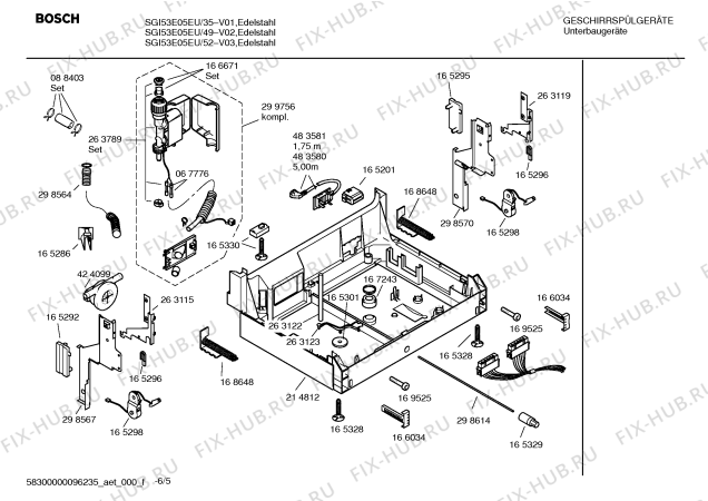 Взрыв-схема посудомоечной машины Bosch SGI53E05EU - Схема узла 05