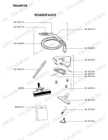 Взрыв-схема пылесоса Rowenta RO4065FA/410 - Схема узла 0P002721.6P2