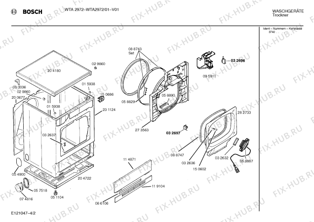 Схема №2 WTA2972 SOFTSTAR с изображением Инструкция по эксплуатации для сушильной машины Bosch 00517692