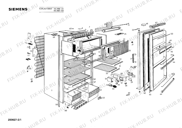 Схема №3 KE2450 с изображением Шланг для холодильной камеры Siemens 00044616
