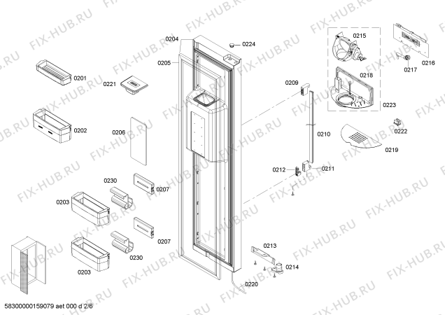 Схема №5 KAD63A70AU с изображением Дверь для холодильной камеры Bosch 00710422