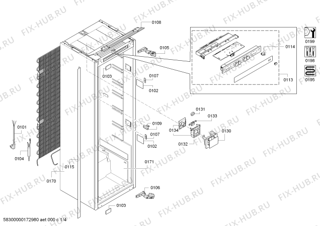 Схема №4 RC282203 с изображением Модуль управления, запрограммированный для холодильника Bosch 11007634