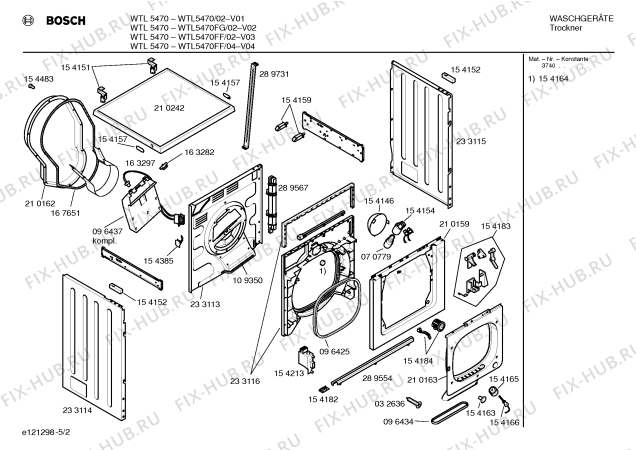 Схема №3 WTL5470 с изображением Вкладыш в панель для электросушки Bosch 00295691