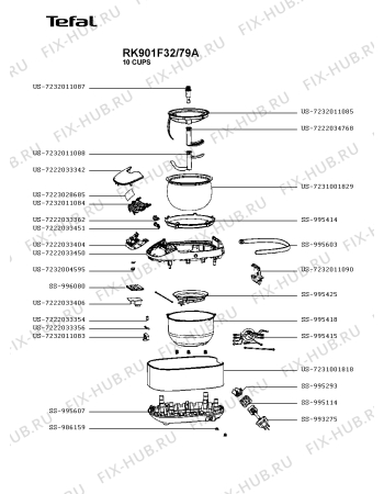 Схема №2 RK901F32/79A с изображением Прокладка для электропароварки Tefal US-7232004595