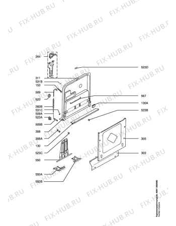 Взрыв-схема посудомоечной машины Husqvarna Electrolux QB6210I - Схема узла Door 003
