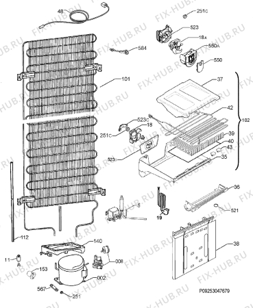 Взрыв-схема холодильника Husqvarna Electrolux QRT4230W - Схема узла Cooling system 017