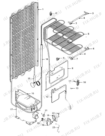 Взрыв-схема холодильника Tricity Bendix EDB81W - Схема узла Cooling system 017