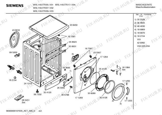 Взрыв-схема стиральной машины Siemens WXL116UTR activeOutdoor 116 UTR - Схема узла 02