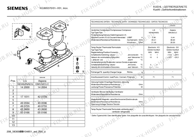Взрыв-схема холодильника Siemens KG36S370 - Схема узла 03