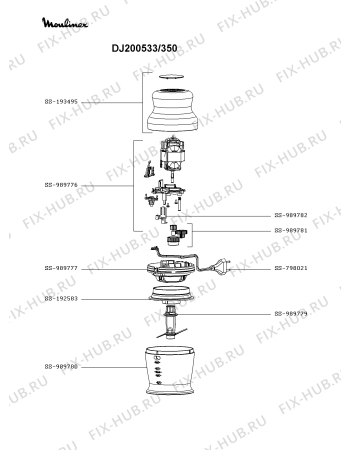 Схема №1 DJ200533/350 с изображением Элемент корпуса для электроблендера Moulinex SS-193495