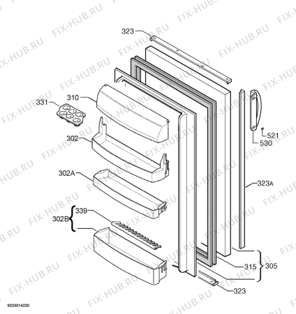 Взрыв-схема холодильника Juno Electrolux JRP44601 - Схема узла Door 003