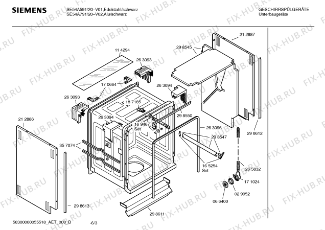 Взрыв-схема посудомоечной машины Siemens SE54A591 - Схема узла 03