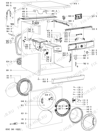 Схема №2 AWO/D 45105 с изображением Обшивка для стиральной машины Whirlpool 481245310547