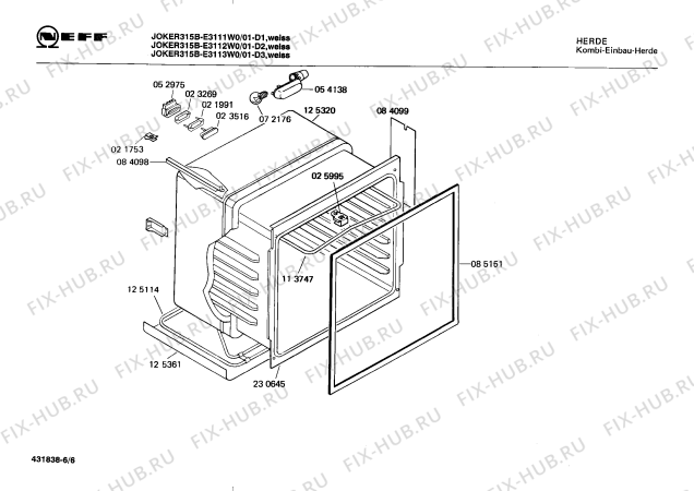 Взрыв-схема плиты (духовки) Neff E3113W0 JOKER 315 B - Схема узла 06