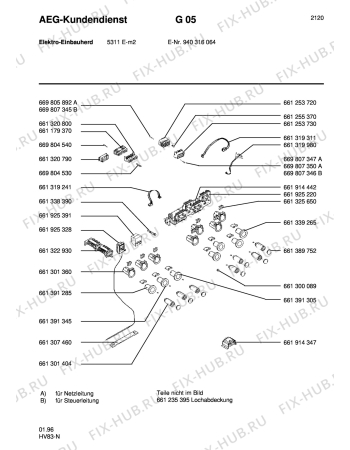 Взрыв-схема плиты (духовки) Aeg 5311E-M - Схема узла Section6