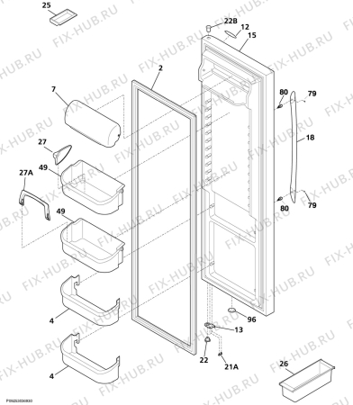 Взрыв-схема холодильника Frigidaire FSPZ25V9AB0 - Схема узла Refrigerator door