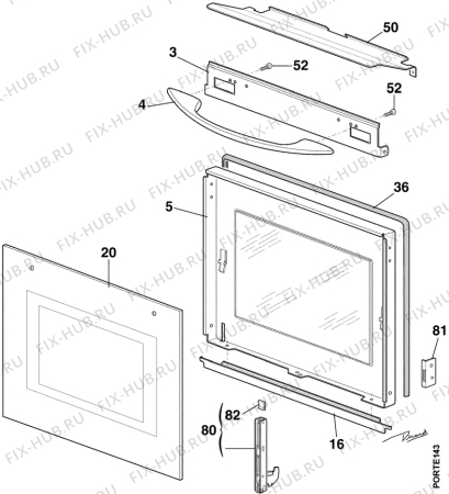 Взрыв-схема плиты (духовки) Electrolux EK5122/1 - Схема узла Door 003