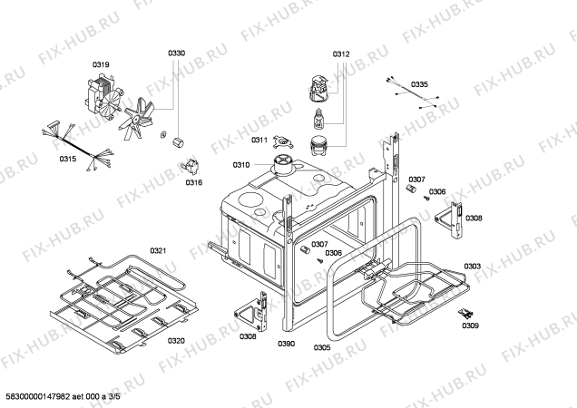 Схема №2 HBA41R420E Horno bosch indep.multif.blnc.c/minutero с изображением Передняя часть корпуса для электропечи Bosch 00673148