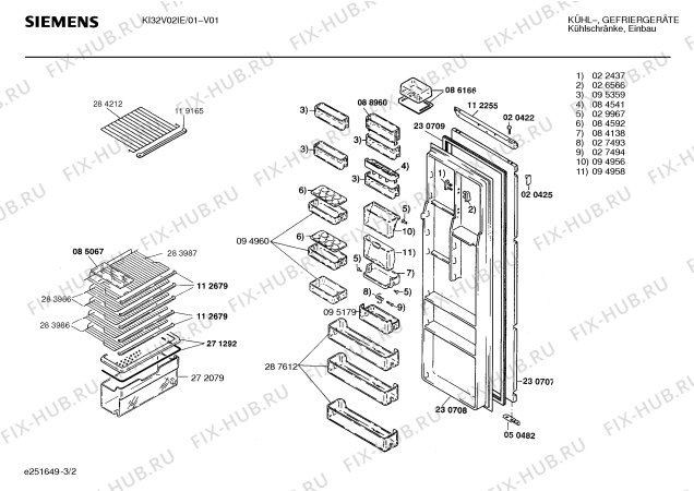 Взрыв-схема холодильника Siemens KI32V02IE - Схема узла 02