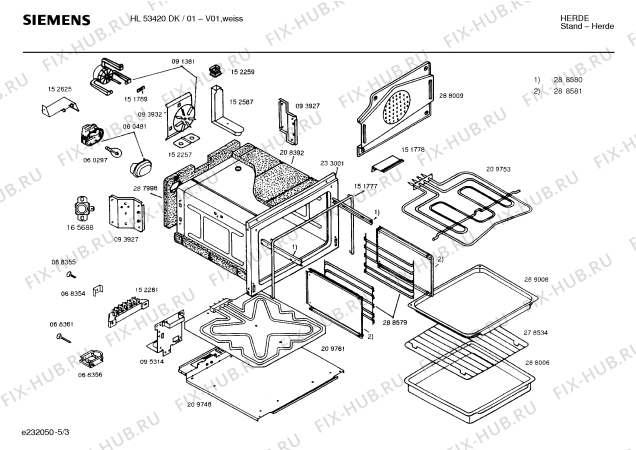 Схема №3 HL53420DK с изображением Стеклокерамика для плиты (духовки) Siemens 00233003