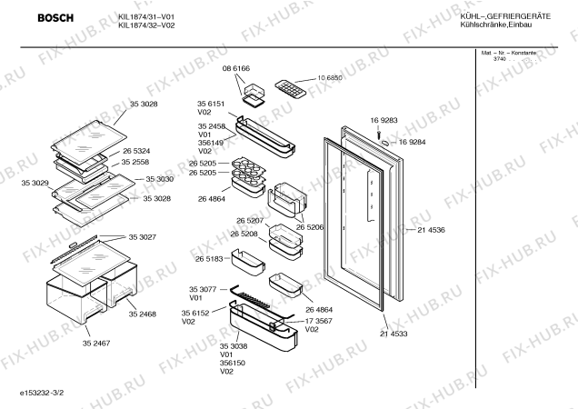 Взрыв-схема холодильника Bosch KIL1874 - Схема узла 02