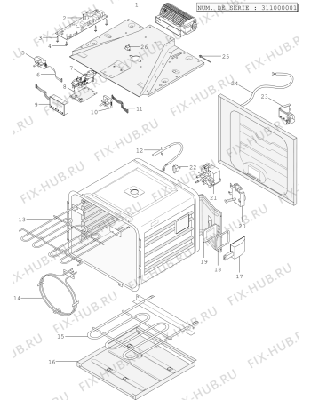 Взрыв-схема плиты (духовки) Ariston FD960P2EWHT (F030077) - Схема узла