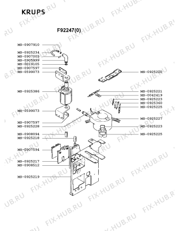 Взрыв-схема кофеварки (кофемашины) Krups F92247(0) - Схема узла UP001882.2P4