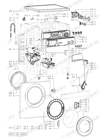 Схема №1 AWM 5065 с изображением Переключатель (таймер) для стиралки Whirlpool 481228219683