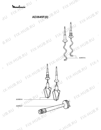 Взрыв-схема блендера (миксера) Moulinex AD3645F(0) - Схема узла Q0000045.4Q2