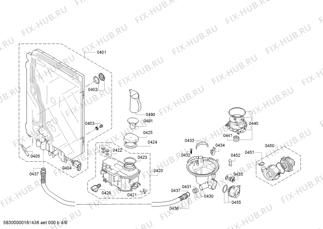 Схема №4 S41N58N7EU с изображением Передняя панель для электропосудомоечной машины Bosch 00790944