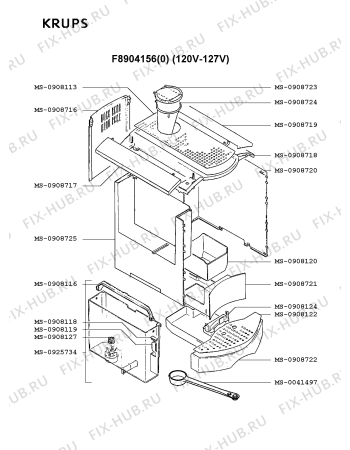 Взрыв-схема кофеварки (кофемашины) Krups F8904156(0) - Схема узла RP001867.5P6