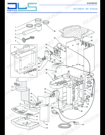 Схема №2 EC820.B с изображением Кабель для электрокофемашины DELONGHI 5013211521