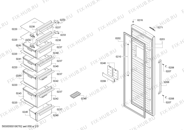 Взрыв-схема холодильника Bosch GSN36AW40 - Схема узла 02