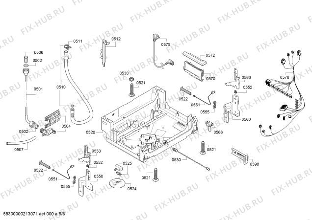 Взрыв-схема посудомоечной машины Bosch SMV25AX03R, SilencePlus - Схема узла 05