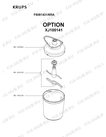 Взрыв-схема блендера (миксера) Krups F6081431/6RA - Схема узла YP005407.0P2