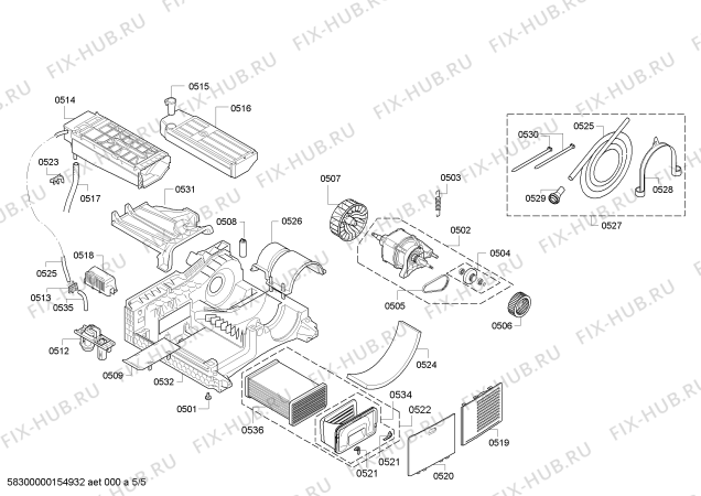 Взрыв-схема сушильной машины Bosch WTE86303AU - Схема узла 05