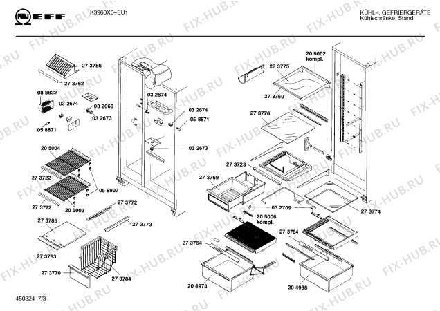 Схема №5 K3960X0 KD 600 с изображением Ось для холодильника Bosch 00058904