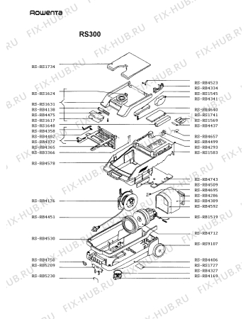 Взрыв-схема пылесоса Rowenta RS300 - Схема узла RS300___.BE1
