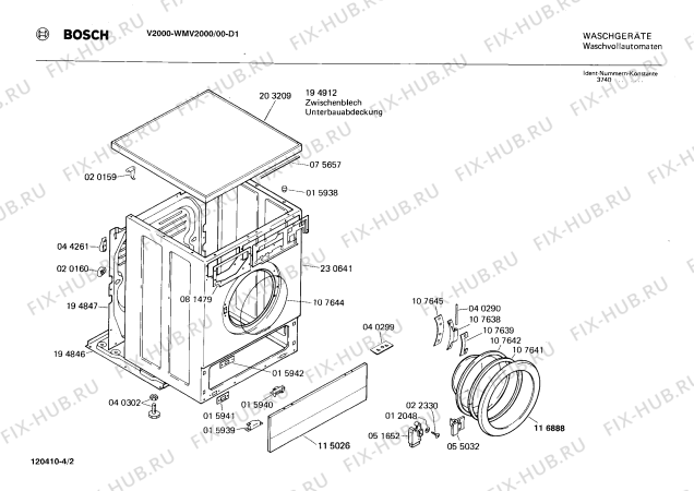 Взрыв-схема стиральной машины Bosch WMV2000 - Схема узла 02