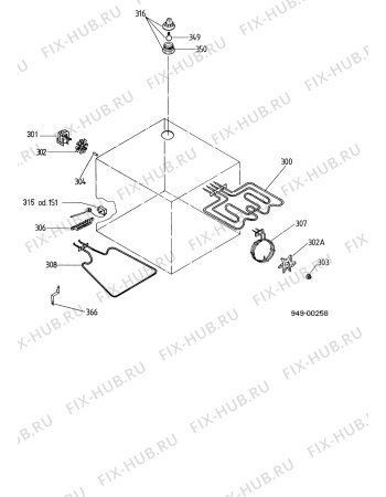 Взрыв-схема плиты (духовки) Electrolux CF6541 - Схема узла Functional parts