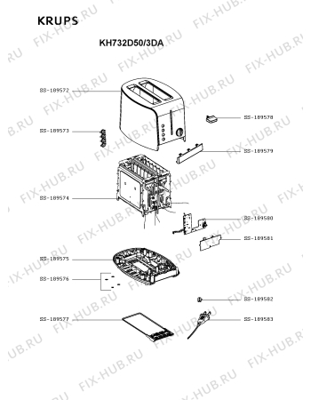 Схема №1 KH732D50/3DA с изображением Модуль (плата) для тостера (фритюрницы) Seb SS-189580