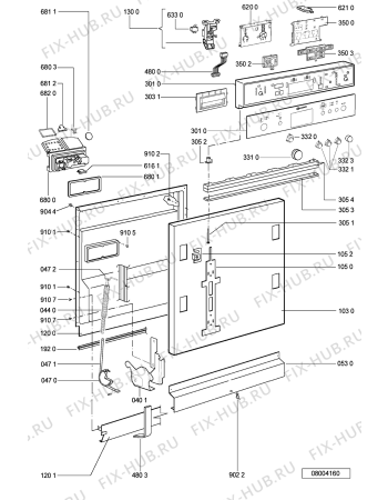 Схема №1 GSIP 6598/1 SW с изображением Блок управления для посудомойки Whirlpool 481221479463